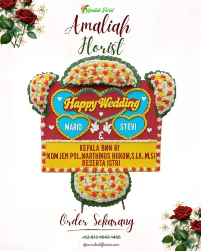 Karangan Papan Bunga Pernikahan di Humene